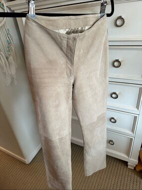 Vintage Bebe 100% Genuine Suede Leather Taupe Minimalist Pants XS 0 EUC